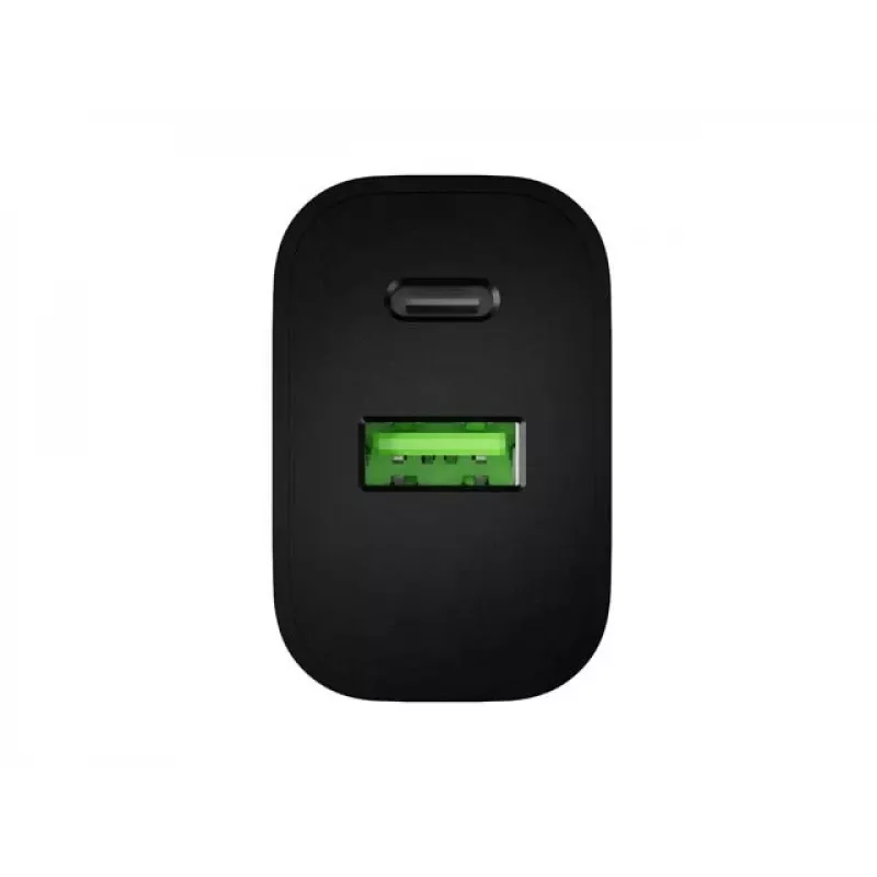 NATEC Ribera Sieninis Įkroviklis 1x USB-A + 1x USB-C 20W Juodas