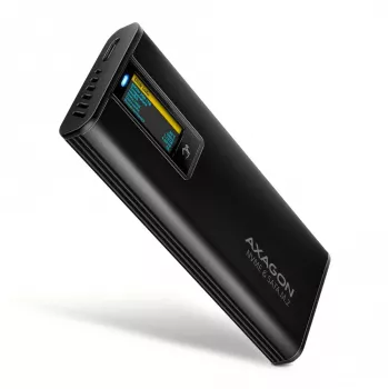 AXAGON EEM2-SD2B Išorinis dėklas 10Gbps M.2 NVMe/SATA SSD su LED ekranu, USB-C, Juodas