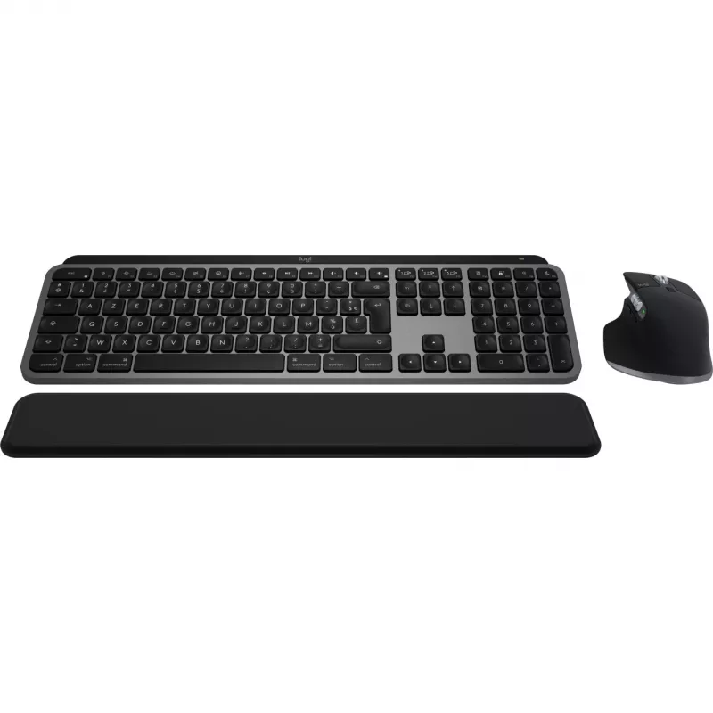 Logitech Master Series MX Keys S Combo for Mac - belaidė klaviatūros ir pelės rinkinys - pilno dydžio - su apšvietimu - AZERTY prancūziškas - Space Gray (920-012841)
