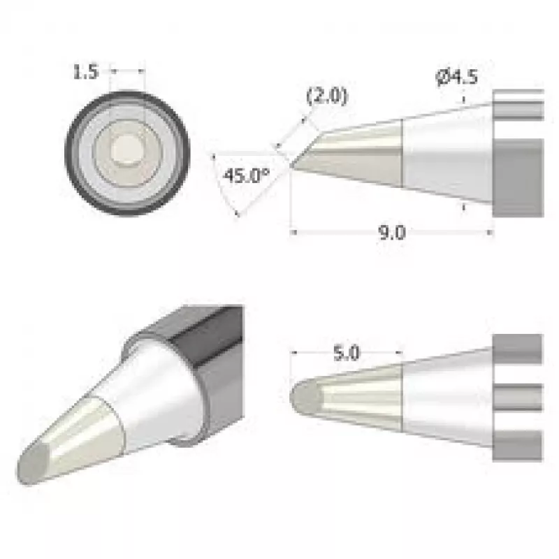 iFixit FixHub Lituoklio Antgalis Kūginis-Plokščias 1,5 mm Sidabrinis