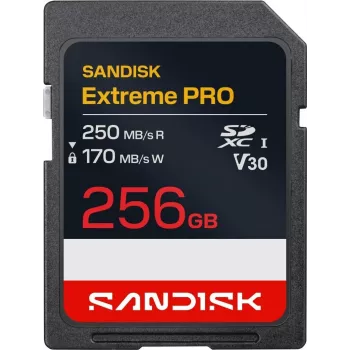 SanDisk Extreme PRO SDXC 256 GB UHS-I V30 atminties kortelė – iki 250 MB/s skaitymas, 170 MB/s rašymas