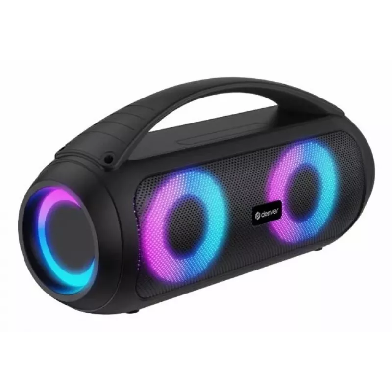 Denver BTG-618 nešiojamas Bluetooth vakarėlių garsiakalbis 200W su LED lemputėmis, juodas