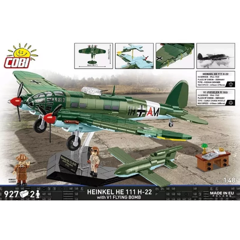 COBI Heinkel HE 111 H-22 su V1 skraidančiąja bomba – konstrukcinis blokelių rinkinys, 927 dalių