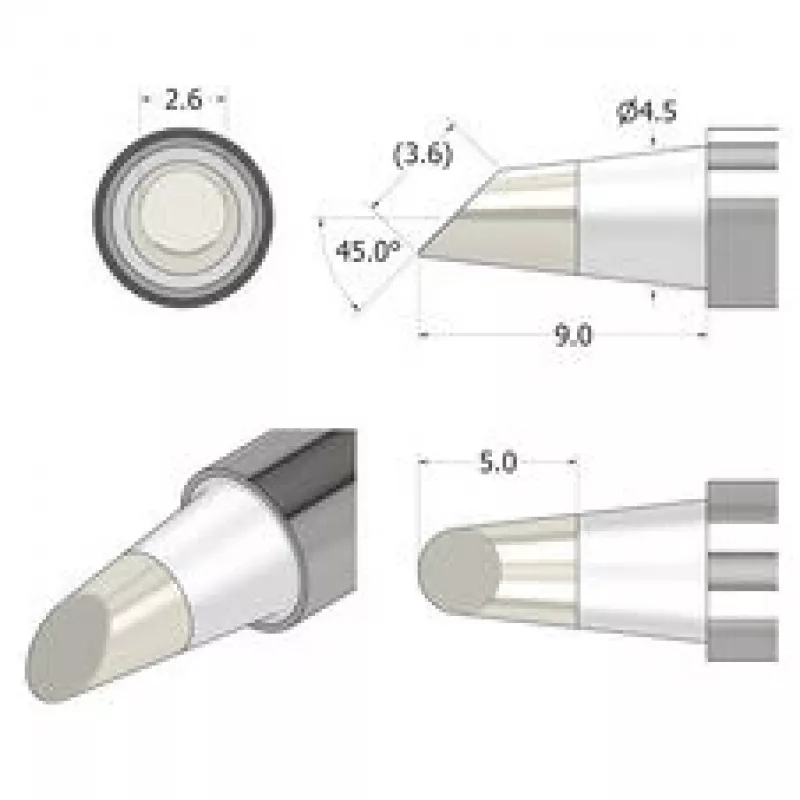 iFixit FixHub lituoklio antgalis kūginis-plokščias 2,6 mm sidabrinis