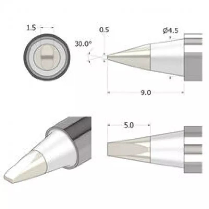 iFixit FixHub litavimo antgalis kaltelio formos 1,5 mm sidabrinis