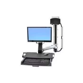 Ergotron StyleView Sit-Stand Combo System su Darbo Paviršiumi ir Mažu Juodu CPU Laikikliu