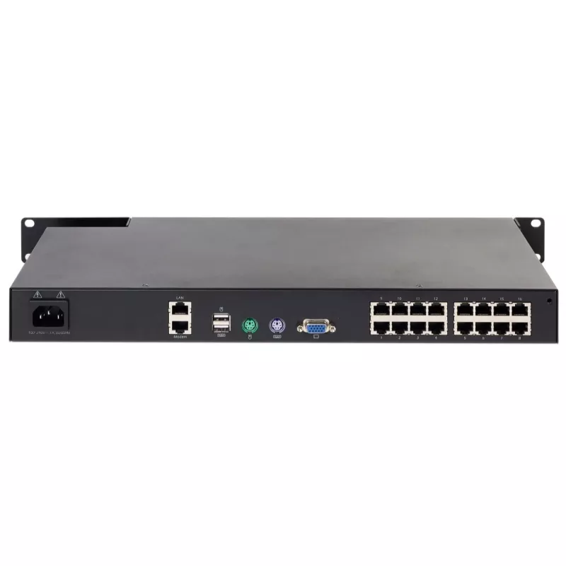 APC KVM1116R KVM Switch - 1 vietinis vartotojas, 16 prievadų, VGA, USB, 1U lentyninis