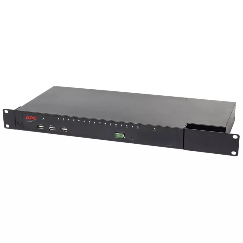 APC KVM1116R KVM Switch - 1 vietinis vartotojas, 16 prievadų, VGA, USB, 1U lentyninis