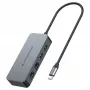 CONCEPTRONIC USB-C į 2x Gigabit Ethernet + 2x USB-A 3.2 Gen 1 adapteris, 0,3 m, pilkas