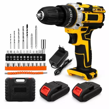 Extralink Tools Yellow Cordless Drill su 2 akumuliatoriais