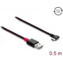 Delock EASY-USB 2.0 laidas, USB-A (patogus) į USB-C (kampuotas) 0,5 m, juodas (81545)