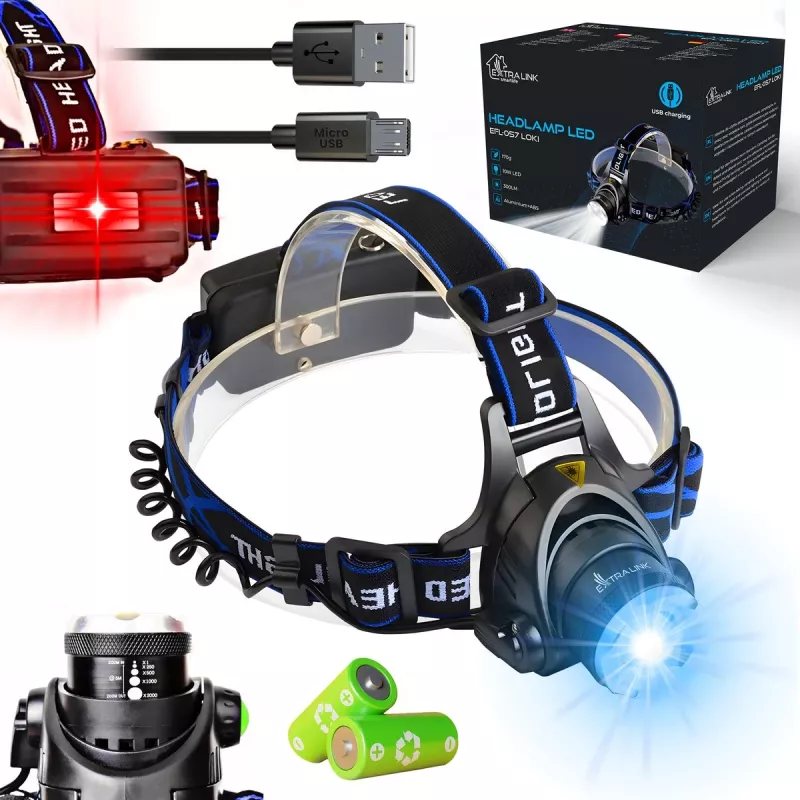 Extralink EFL-057 Loki LED galvos žibintas su USB įkrovimu, 350 liumenų, judesio jutikliu