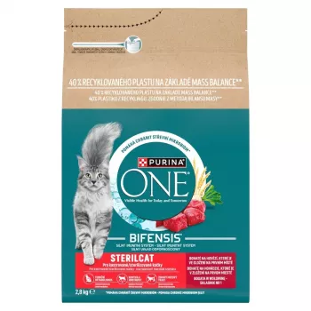 Purina ONE Sausas Kačių Maistas su Jautiena ir Kviečiais 2,8 kg