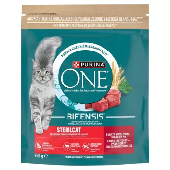 Purina ONE Sterilcat Sausas Kačių ėdalas Jautiena ir Kviečiai 750g