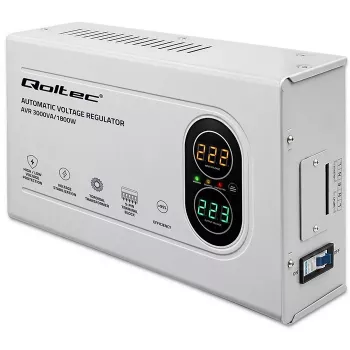 Qoltec automatinis įtampos reguliatorius AVR 3000VA 1800W kompaktiškas toroidinis transformatorius