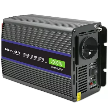 Qoltec Monolith 2000 MS Wave Įtampos keitiklis 12V į 230V 1000/2000W USB