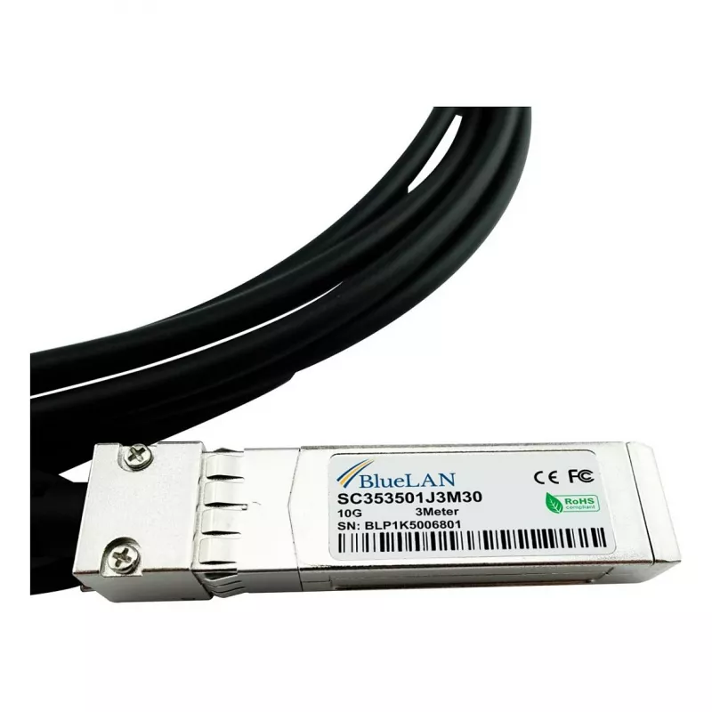 BlueOptics suderinamas Extreme Networks 10305 BlueLAN 10GBASE-CR pasyvus SFP+ į SFP+ tiesioginio prijungimo kabelis, 3m, AWG30 (10305-BL)