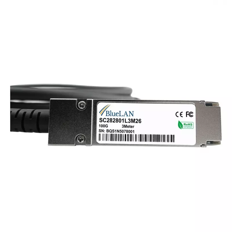 BLUELAN 10413-BL Suderinamas su Extreme Networks QSFP28 Tiesioginio prijungimo kabelis, 100GBASE-CR4, Infiniband EDR, 26AWG, 3m