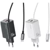 USAMS JC Series CC266 65W GaN Fast Charger 2xUSB-C 1xUSB-A su įmontuotu USB-C laidu 1,5 m Baltas