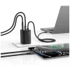USAMS JC Series CC266 65W GaN Fast Charger 2xUSB-C 1xUSB-A su įmontuotu USB-C laidu 1,5 m Baltas