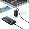 USAMS JC Series CC266 65W GaN Fast Charger 2xUSB-C 1xUSB-A su įmontuotu USB-C laidu 1,5 m Baltas