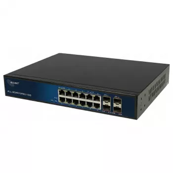 ALLNET ALL-SG8616PMJ-10G Layer 2+ Managed Switch, 16 Ports (12x GbE, 4x SFP+), PoE biudžetas 130W, 8x PoE+, montuojamas į stovą