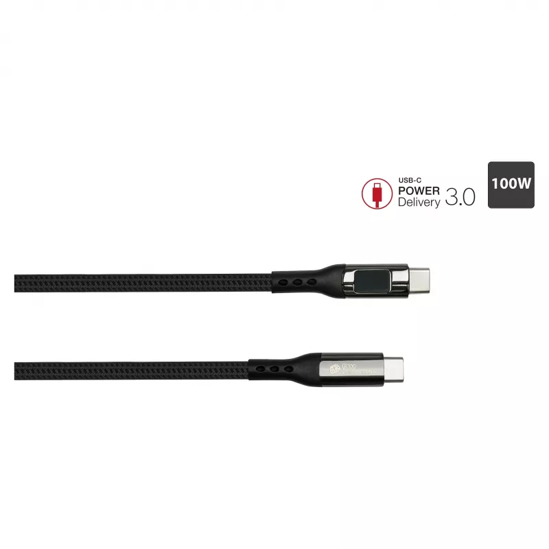 Good Connections USB 2.0 įkrovimo ir duomenų laidas 100W su skaitmeniniu ekranu USB-C į USB-C 1m Juodas
