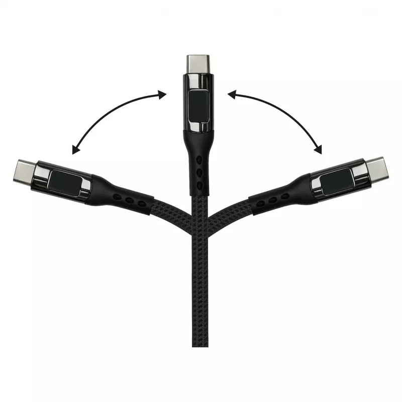 Good Connections USB 2.0 įkrovimo ir duomenų laidas 100W su skaitmeniniu ekranu USB-C į USB-C 1m Juodas