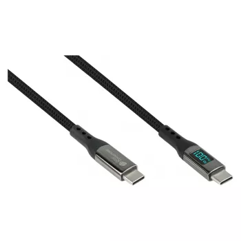Good Connections USB 2.0 įkrovimo ir duomenų laidas 100W su skaitmeniniu ekranu USB-C į USB-C 1m Juodas
