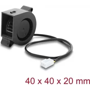 Delock Radial Blower Fan 12 V DC 40 x 40 x 20 mm su 3 kontaktų jungtimi, juodas (67489)