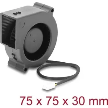 Delock Radialinis Pūtimo Ventiliatorius 12 V DC 75 x 75 x 30 mm su 3 Kontaktų Jungtimi, Juodas (67495)
