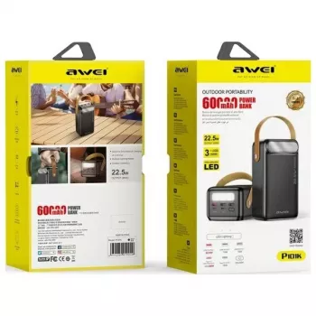 AWEI PowerBank P101K 60000mAh 22,5W Juoda