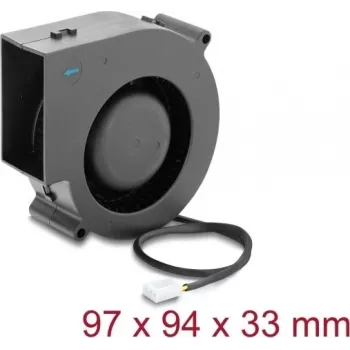 Delock Blower Fan 12 V DC 97 x 94 x 33 mm su 3 kontaktų ventiliatoriaus jungtimi, juoda (67496)