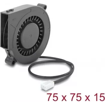 Delock Radial Fan / Blower 12 V DC 75 x 75 x 15 mm su 3 kontaktų ventiliatoriaus jungtimi, juoda (67493)