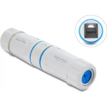 Delock RJ45 Female to RJ45 Female Coupler Cat.6A with M23.5 x 1,5 mm Thread IP68 Dustproof and Waterproof White (90661)