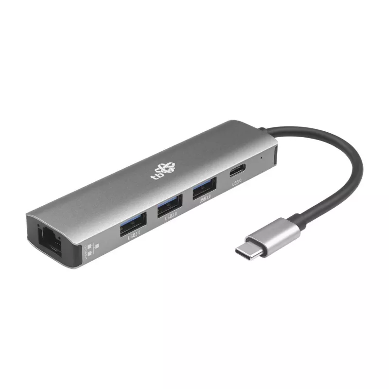 TB USB-C į RJ45 Gigabit Ethernet adapteris su 3x USB-A 3.0 ir USB-C PD 100W, Space Grey