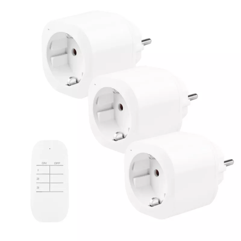 GREENBLUE GB313 F nuotoliniu valdymu maitinimo blokas su 3 kištukiniais lizdais, 433,92 MHz RF nuotolinio valdymo pultu, 2300W, F tipo