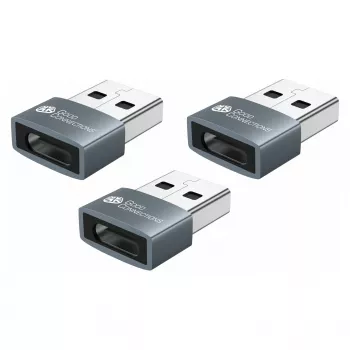 Good Connections USB 2.0 Adapter Type-A Male to USB-C Female, Aluminium Housing, Grey, Set of 3 (USB-AD203-3)