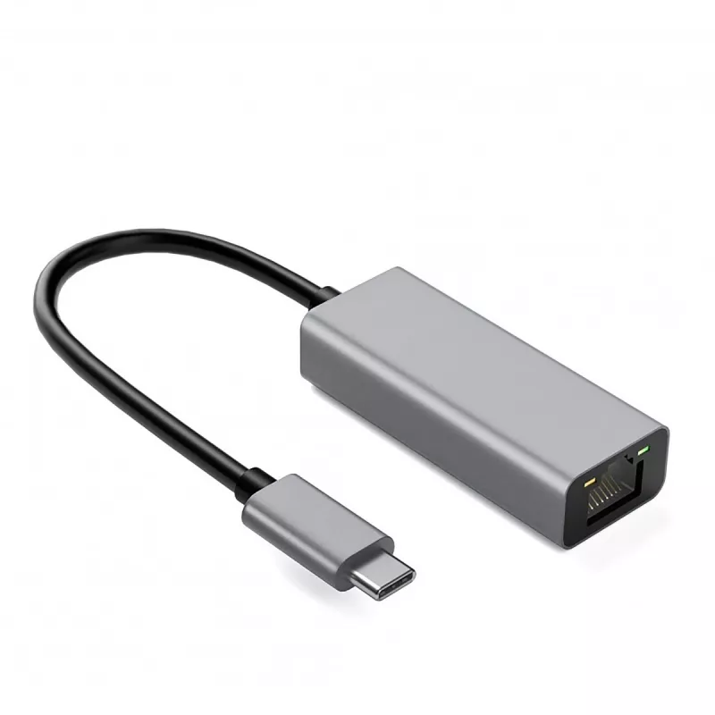IBOX Aluminum RJ45 to USB Type-C Adapter 10/100/1000 Mbps Gigabit Ethernet Silver