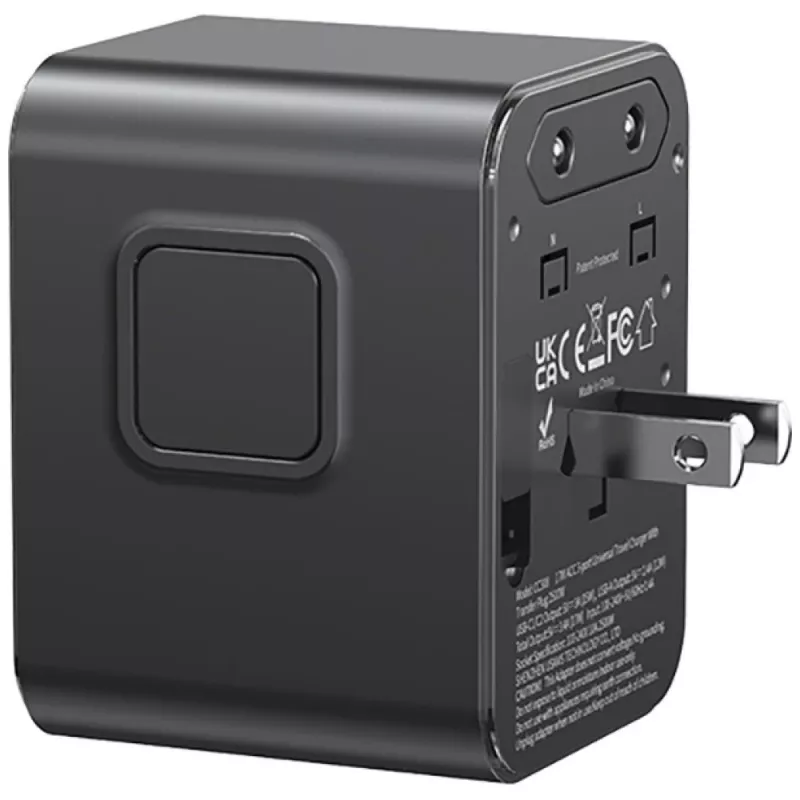 USAMS Travel Adapter CC308 17W 4in1 US/AU/EU/UK Black