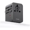 USAMS Travel Adapter CC310 70W 3xUSB-C US/AU/EU/UK Black