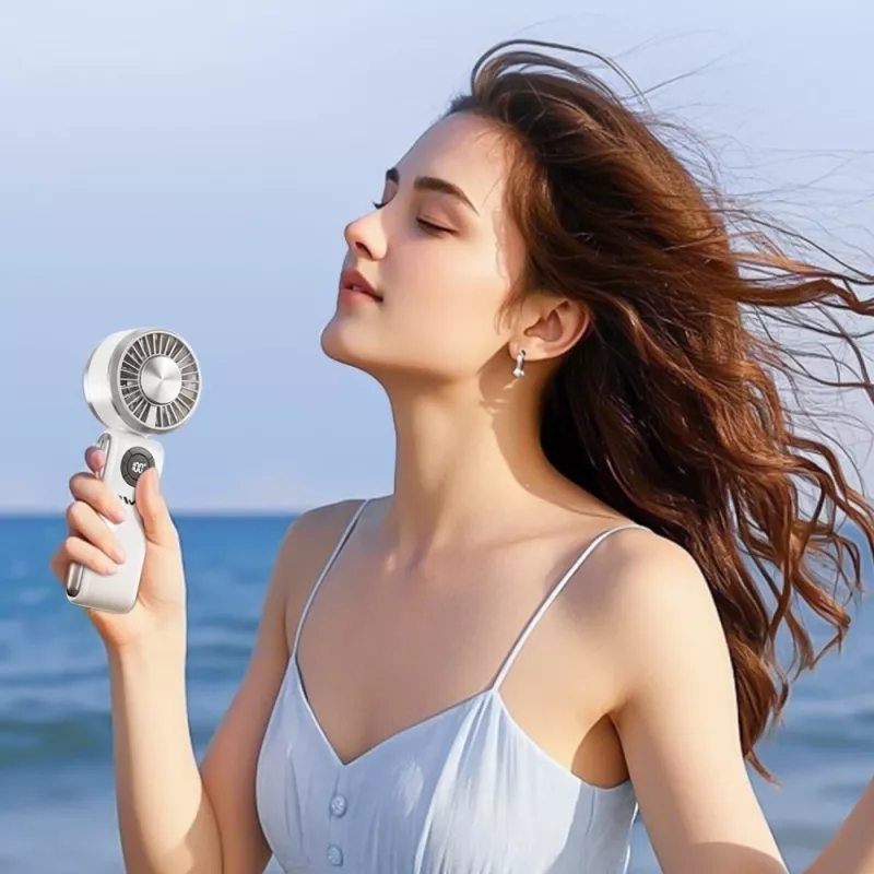 AWEI F39 Fast Ice Mini Hand Fan, Ice White, 3600mAh, Turbo Cooling, 5 Speeds, USB-C