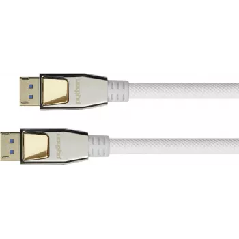 GOOD CONNECTIONS PREMIUM DisplayPort 2.0 laidas, 54 Gbit/s, UHBR 13.5, 4K @240Hz / 8K @60Hz, pilno metalo jungtys, varis, 2m, baltas