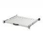 EFB-Elektronik 19 colių 1U ištraukiamoji lentyna, reguliuojamas gylis 550-630 mm, keliamoji galia 30 kg, lentynos gylis 800 mm, RAL 7035 šviesiai pilka