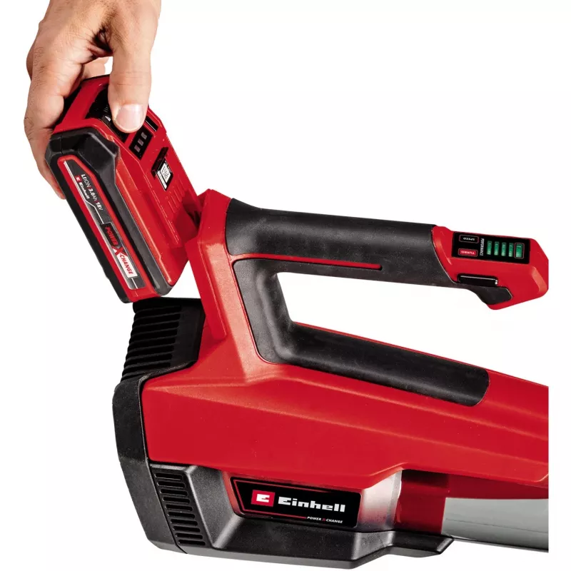 Einhell GP-LB 18/200 belaidis lapų pūstuvas 200 km/h, bešepetinis variklis, Power X-Change, juoda/raudona/sidabrinė