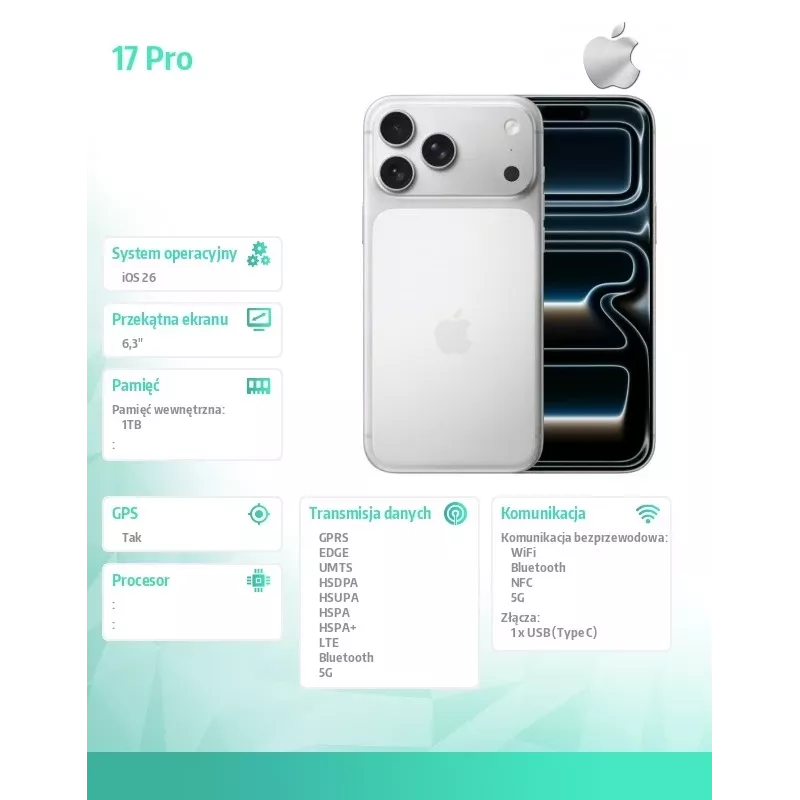 “Apple iPhone 17 Pro 1TB sidabrinis”