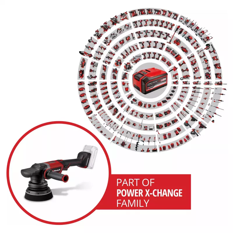 EINHELL Professional belaidis atsitiktinio judesio poliravimo aparatas CP-EP 18/125 Li BL-Solo, 18V, 125mm, raudonas/juodas, be akumuliatoriaus