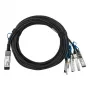 BlueOptics XXV4DACBL3M-BL su Intel XXV4DACBL3M suderinamas BlueLAN pasyvus 100GBASE-CR4 QSFP28–4x25GBASE-CR SFP28 tiesioginio prijungimo išskaidymo kabelis, 3 m, AWG26