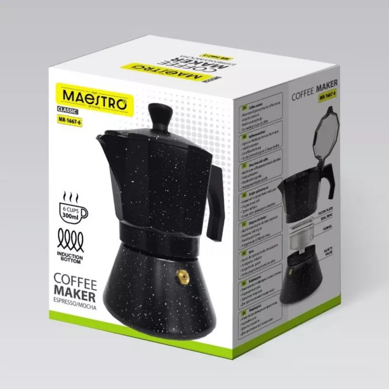 Maestro Granite MR-1667-3 Moka puodas kavos virimui 150ml 3 puodeliai Pilka