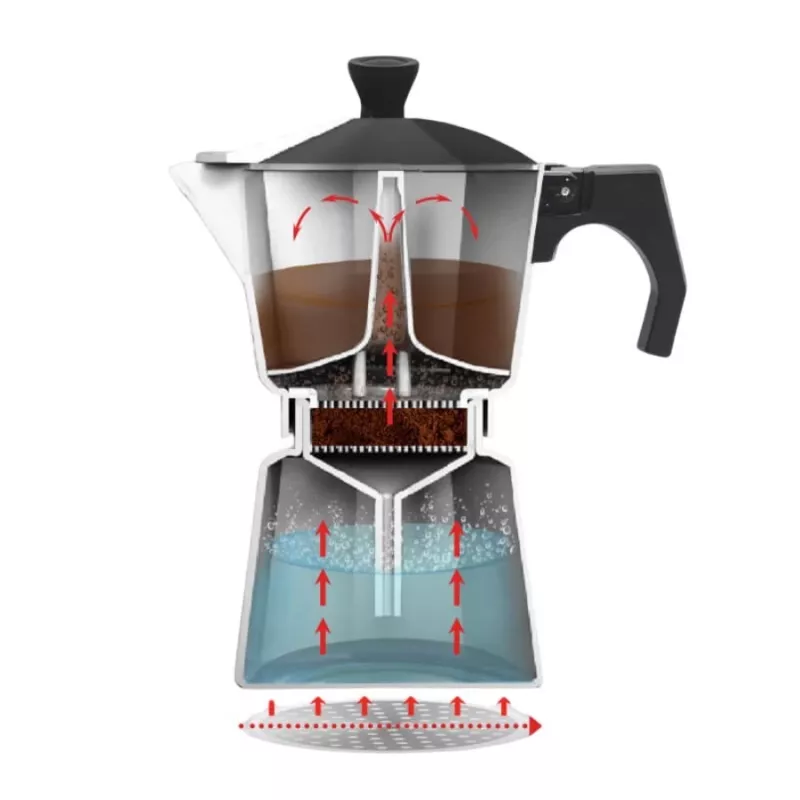Maestro Granite MR-1667-3 Moka puodas kavos virimui 150ml 3 puodeliai Pilka